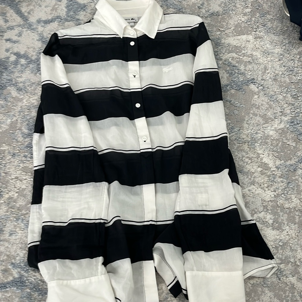 Lacoste silk blend striped blouse size 38